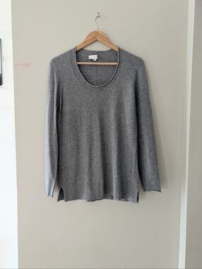 Kinross Cashmere Gray Rolled Neckline Sweater Medium